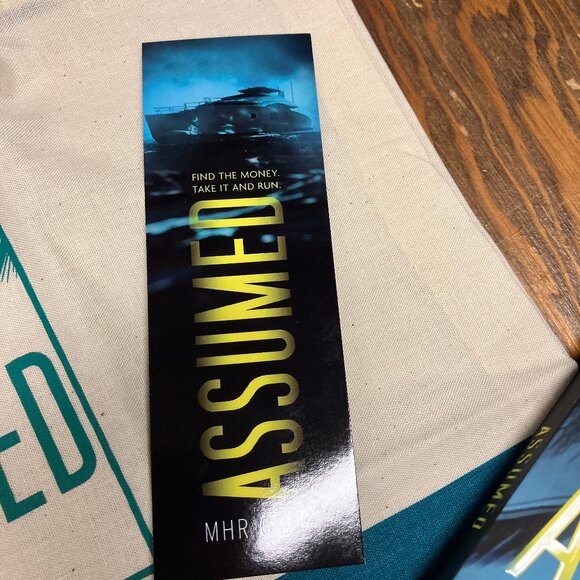 Assumed by MHR Geer signed PB book bookmark tote bag drink cozy - Picture 6 of 9